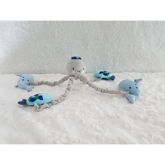 Lambs & Ivy Oceania Blue/Gray Whale/Fish Nautical/Ocean Musical Baby Crib Mobile - Picture 6 of 6